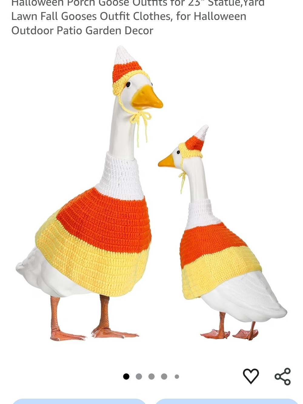 Seenelling Halloween Porch Goose Outfit Cute Candy Corn Gooses - Picture 2 of 5